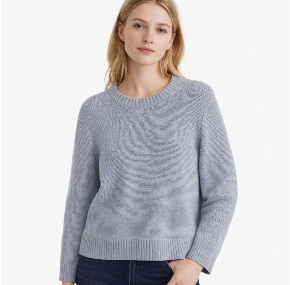J.Crew Blue Merino Wool Blend Crewneck Knit Sweater Women's Large Soft